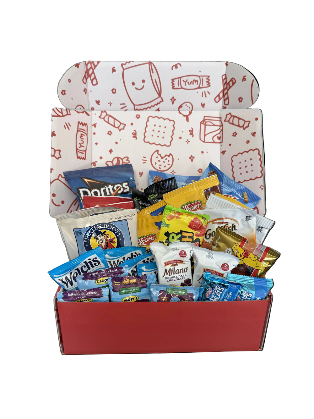 Snack box with various chips and snacks 
